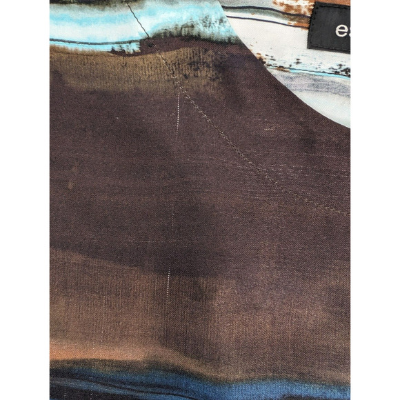 Eskandar Blue Brown Abstract Painted Stripes Bateau Neck Tunic Size 1 US 10/12 - Picture 12 of 16